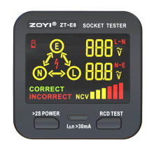 EU UK Circuit Tester ZOYI ZT-E8 Open Ground Hot Neutral Reverse Indicator socket tester with led display